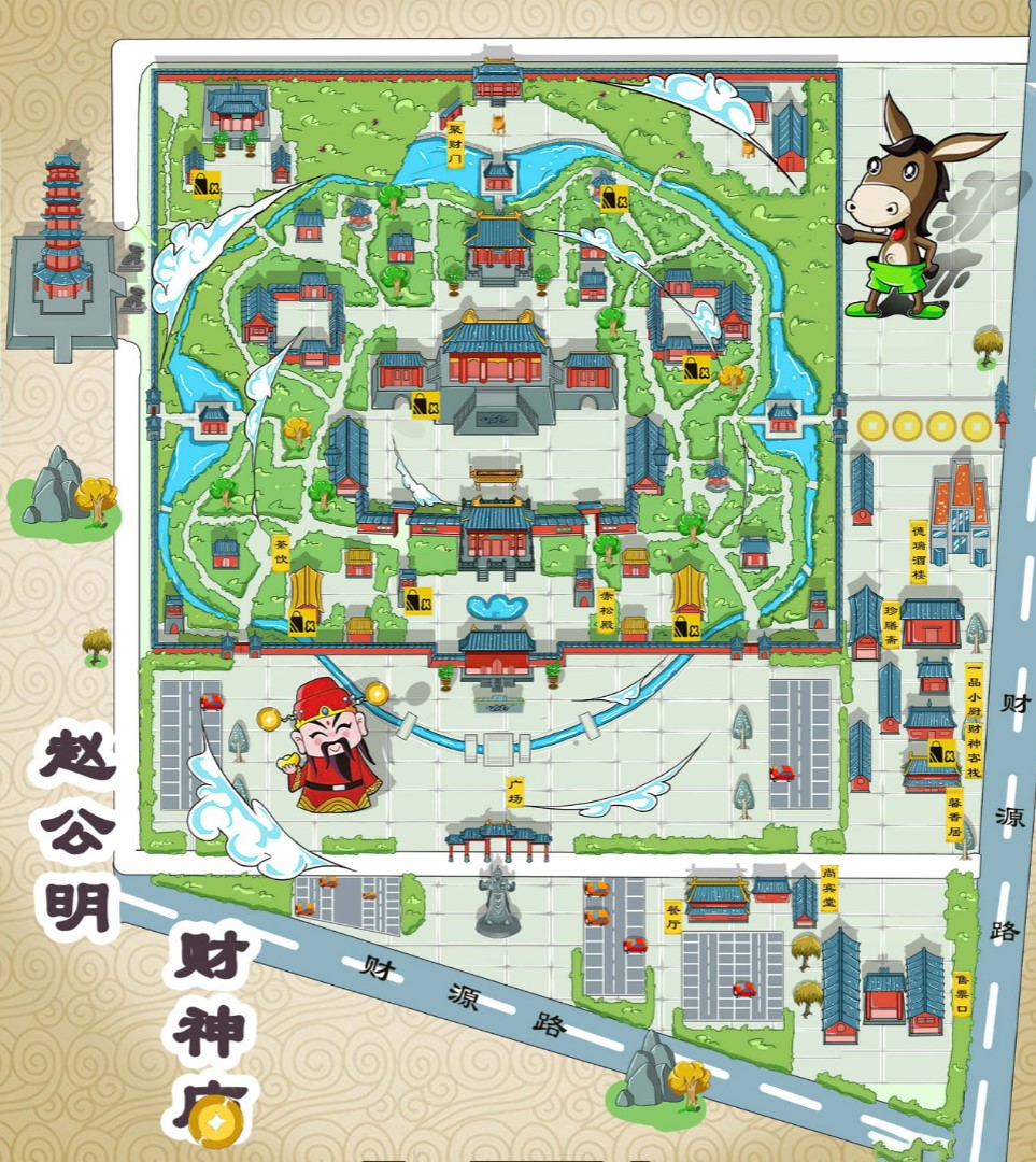 荆门寺庙类手绘地图
